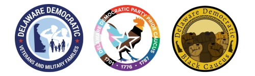 Logos for the DVMFC, Pride, and Black Caucuses